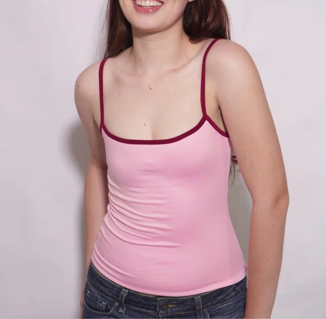 Fhilar | Two-Toned Allison Top (Category: Sleeveless) located in Marikina City. Submitted by notdb (Listing ID 1452846008, Image 1). Description: color: baby pink + maroon size: small color may vary die to lighting .