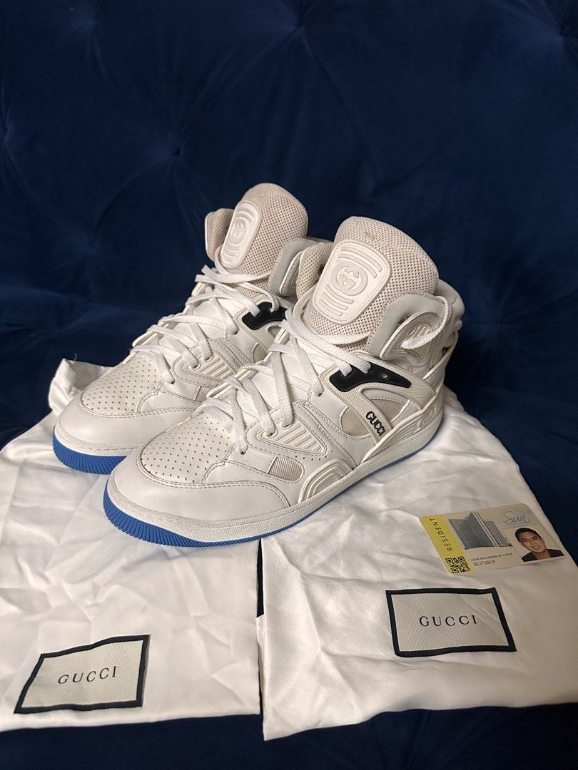 Gucci Basket High Top Sneakers (Category: Sneakers) located in Quezon City. Submitted by _legitAF (Listing ID 1452746322, Image 1). Description: For sale only!! Gucci Basket high-top G7.5 (Fits 9-9.5US) Retails around 65k With Dustbag Authentic Money back!! Meet up preferably in Sun Residences Condo, QC area .