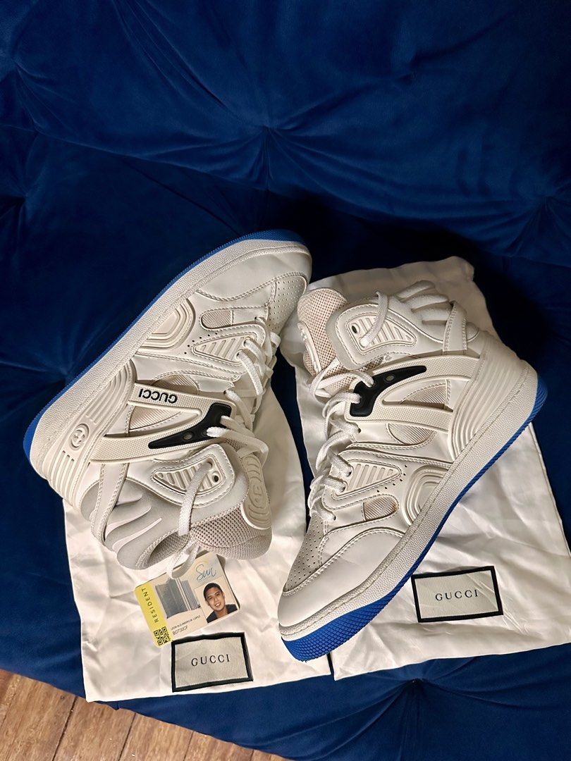 Gucci Basket High Top Sneakers (Category: Sneakers) located in Quezon City. Submitted by _legitAF (Listing ID 1452746322, Image 3). Description: For sale only!! Gucci Basket high-top G7.5 (Fits 9-9.5US) Retails around 65k With Dustbag Authentic Money back!! Meet up preferably in Sun Residences Condo, QC area .