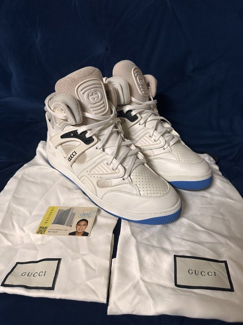 Gucci Basket High Top Sneakers (Category: Sneakers) located in Quezon City. Submitted by _legitAF (Listing ID 1452746322, Image 2). Description: For sale only!! Gucci Basket high-top G7.5 (Fits 9-9.5US) Retails around 65k With Dustbag Authentic Money back!! Meet up preferably in Sun Residences Condo, QC area .