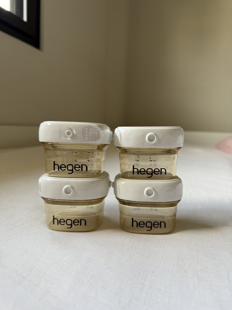 Hegen 2oz Breast Milk Storage (4 pcs) (Category: Breastfeeding & Bottle Feeding) located in Muntinlupa City. Submitted by serialdeclutterer (Listing ID 1452708110, Image 1). Description: Bought 6 pcs for P2,119 from Hegen’s official store (I can send a screenshot of my order). Letting go of 4 pcs for only 1k! Never been used; washed, sterilized then stored. Perfect for storing letdown milk caught by Haakaa while breastfeeding.