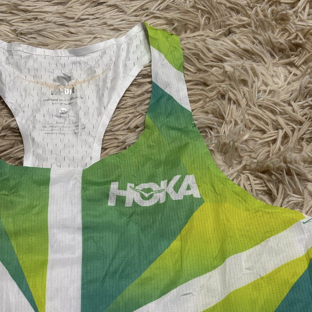 Hoka elite running singlet (Category: Activewear) located in Cavite. Submitted by sportswearaftermarket (Listing ID 1452868511, Image 2). Description: Elite high quality hoka running singlet This is a collaboration with an event of rabbit Minor flaws of pinhole in lower back see pic Kawit cavite location Shipped through lalamove and jnt .