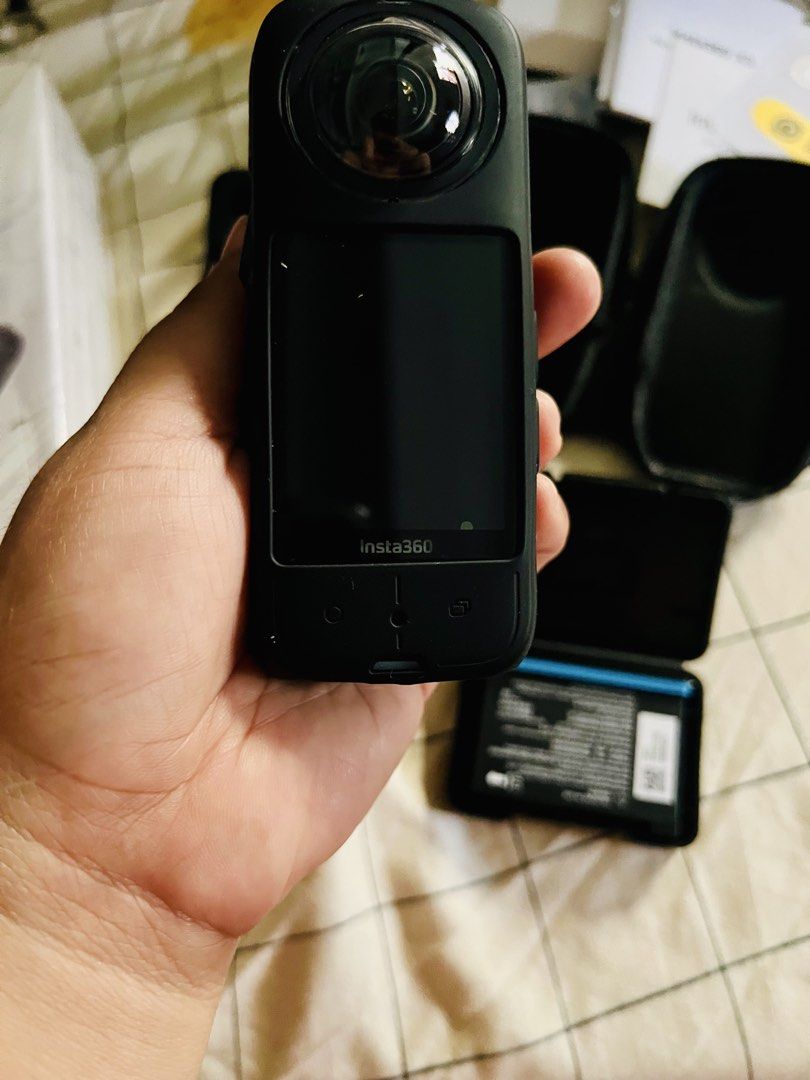 Insta 360 X3 Action Cam (Category: Video Cameras) located in Caloocan City. Submitted by yvetteicxyzflorendo-82554 (Listing ID 1452791526, Image 1). Description: Description - Almost Bnew, Only Used 3 Months - Unit with Case, Stick, and Rep Charger Included - Slightly Negotiable - Shoots Ultra HD 5.7K 360° videos with incredible detail. - With reframing feature after shooting - With FlowState Stabilization that delivers ultra-smooth, gimbal-like 