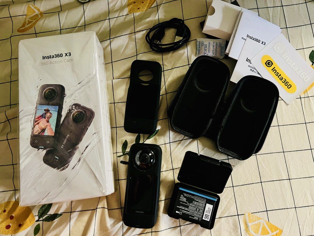 Insta 360 X3 Action Cam (Category: Video Cameras) located in Caloocan City. Submitted by yvetteicxyzflorendo-82554 (Listing ID 1452791526, Image 2). Description: Description - Almost Bnew, Only Used 3 Months - Unit with Case, Stick, and Rep Charger Included - Slightly Negotiable - Shoots Ultra HD 5.7K 360° videos with incredible detail. - With reframing feature after shooting - With FlowState Stabilization that delivers ultra-smooth, gimbal-like 