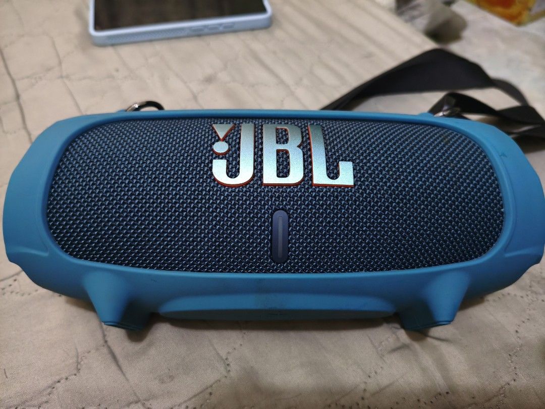 JBL Charge 5 (Category: Soundbars, Speakers & Amplifiers) located in Pasig City. Submitted by meyor_jut3rte (Listing ID 1452762610, Image 3). Description: Used but not abused JBL charge 5 Blue and Gray Color with Protective Casing and Strap. 4.5K each 8K for Both. RFS: Additional Funds for Party Box 720 .