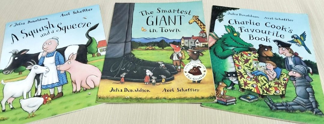 Julia Donaldson & Axel Scheffler Children's Books Bundle B (Category: Children's Books) located in Taguig. Submitted by Bloomscorner1 (Listing ID 1452797582, Image 1). Description: - Bundle of 3 popular children's books by Julia Donaldson & Axel Scheffler. - Titles include: 1) The Smartest Giant in Town' 2) A Squash and a Squeeze 3) Charlie Cook's Favourite Book'. - Features engaging stories and beautiful illustrations. - Ideal for bedtime readin