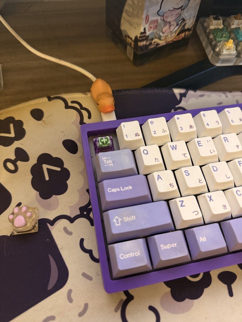 KBD67 Lite R4 (Category: Computer Keyboard) located in Makati City. Submitted by warmbird.02d578 (Listing ID 1452780545, Image 2). Description: KBD67 Lite R4 - Durock Lupine Switches (Lubed) - GMK Tuzi Clone Keycaps - with extra EVA-inspired keycaps (unused) - with white coiled cable - with dust bag (no original bag) Condition: Keyboard 10/10 Keycaps 7/10 (Some keys have faded on the Tuzi set).