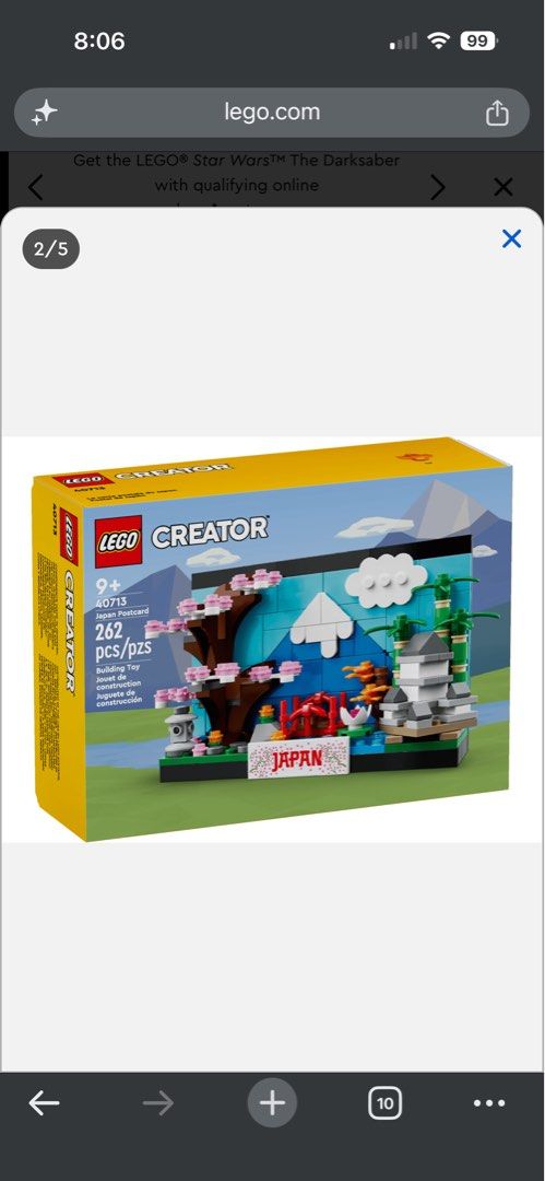 Lego 40173 Japan Architecture (Category: Lego & Building Sets) located in Cavite. Submitted by primadonnaluz (Listing ID 1452698743, Image 2). Description: Postcard gift celebrating Japan – This 3D buildable LEGO® Japan Postcard is brimming with details to delight travel-lovers aged 9 and up . Brand new / Sealed soon will retire Japan Architecture Postcard set. 9+ collectibles item. 262 pcs.