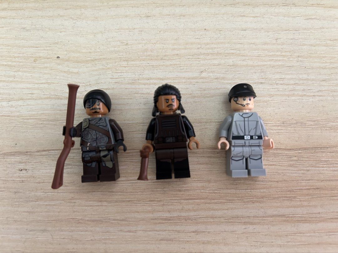 Lego Star Wars Minifigures Lot - 3 Figures (Category: Lego & Building Sets) located in Manila. Submitted by chifu1 (Listing ID 1452735776, Image 1). Description: - Lot of 3 Lego Star Wars minifigures - Includes figure with eyepatch and rifle - Includes figure with dark hair and weapon - Includes Imperial officer - Great for Star Wars Lego fans 1,000 Lot.