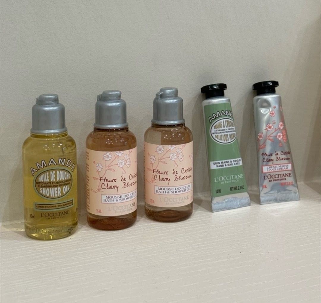 L'Occitane travel set (Category: Body Care) located in Cabuyao City. Submitted by marifyyy (Listing ID 1452760067, Image 2). Description: a mini travel set designed for moisturizing and care on the go or for gifting. The box contains: • two 35ml Cherry Blossom Bath & Shower Gels • one 35ml Almond Shower Oil • one 10ml Cherry Blossom Hand Cream •one 10ml Almond Hand Cream brand new, w/box ---- 📍Cabuyao, Laguna 🚛 Ships via J&T or LBC 🛻 Lalamove 