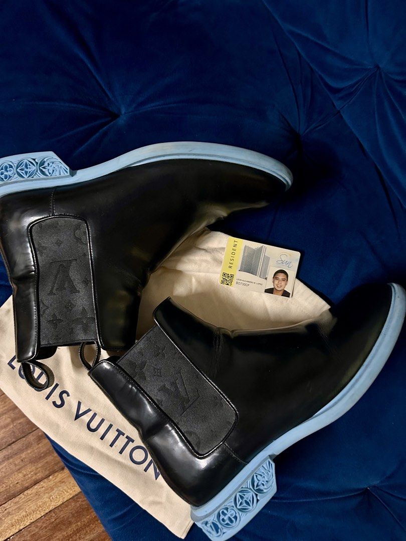 Louis Vuitton Leather Boots RARE (Category: Boots) located in Quezon City. Submitted by _legitAF (Listing ID 1452745535, Image 3). Description: For sale only!! Louis Vuitton Boots LV 8 (Fits 9-9.5US) Retails around 85k 9/10 Condition Dustbag Authentic Money back!! Meet up preferably in Sun Residences Condo, QC area .