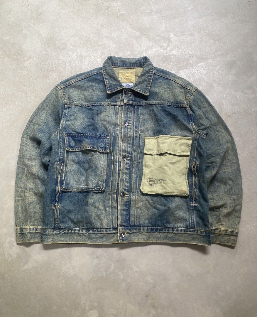 MADNESS - TYPE 2 DENIM JACKET (Category: Coats, Jackets and Outerwear) located in Naga. Submitted by junked_garments_v2 (Listing ID 1452742069, Image 1). Description: MADNESS - TYPE 2 DENIM JACKET CONDITION: VERY GOOD COLOR RATE: 9/10 ISSUE: STAINS / NEED WASH WIDTH 23” / LENGTH 26.5” DM ME TO PURCHASE!.