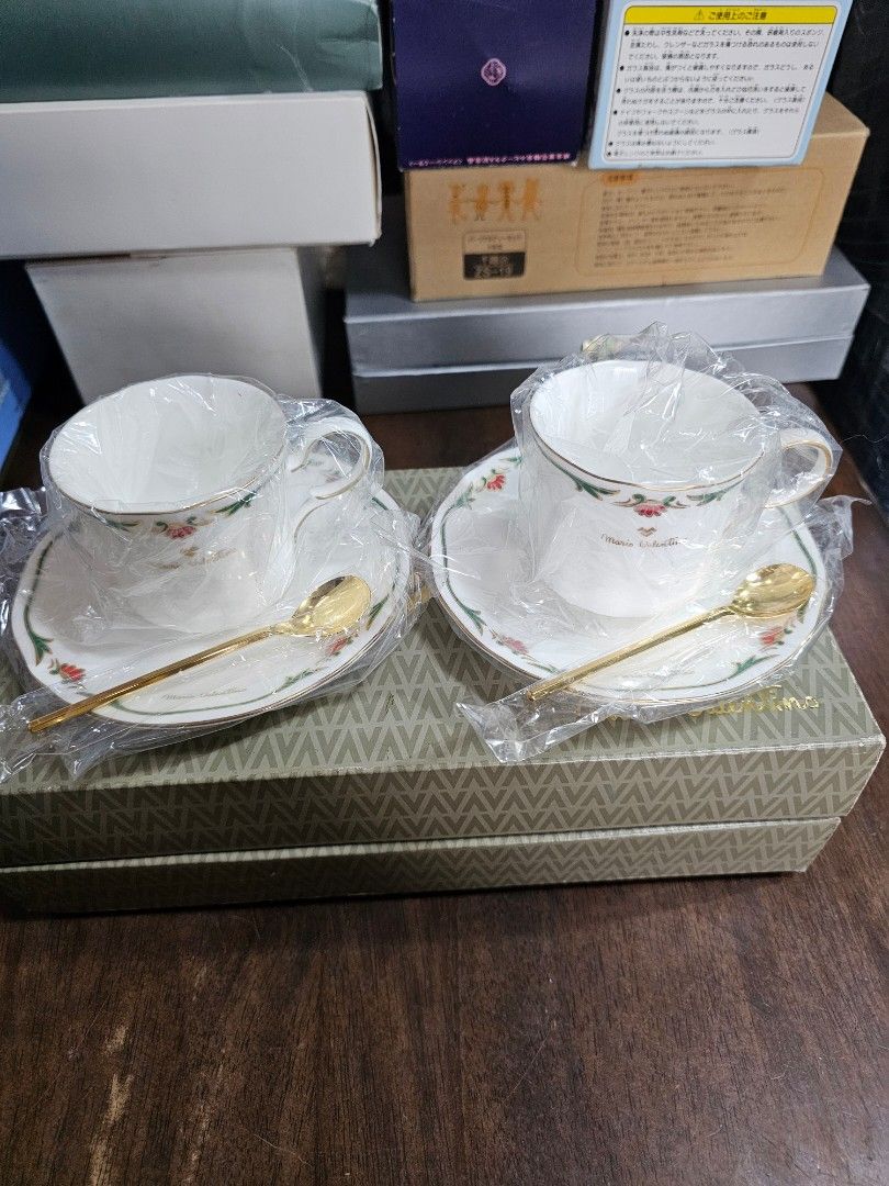 MARIO VALENTINO - 2 Duos with Teaspoons (Category: Coffee & Tea Tableware) located in Quezon City. Submitted by senyoramaria (Listing ID 1452814953, Image 2). Description: MARIO VALENTINO 2 Duos 2 Teaspoons Brandnew with box..