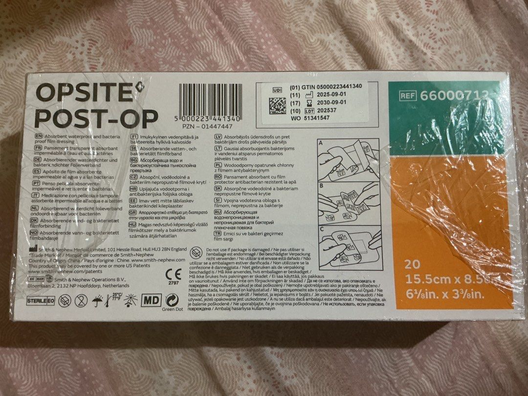 OPSITE POST-OP (Category: Medical Supplies & Tools) located in Manila. Submitted by burgundy034 (Listing ID 1452717683, Image 2). Description: 15.5cm x8.5cm 10 Pieces Sterile dressing .