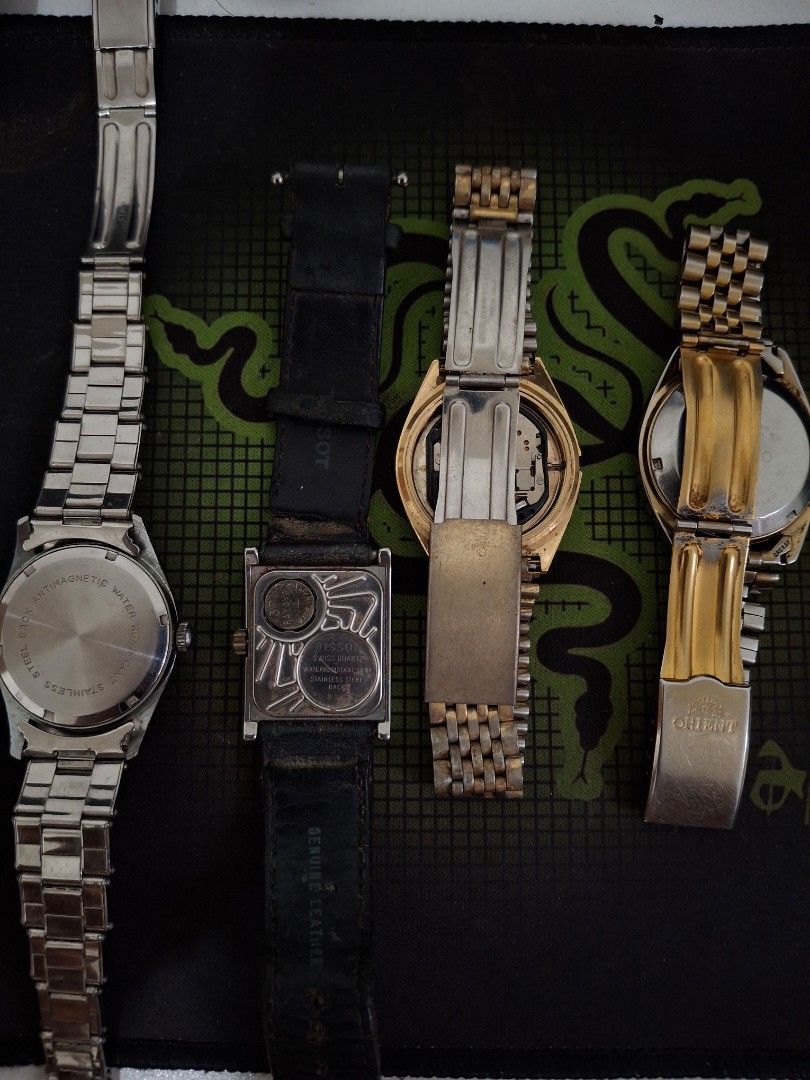 Orient Aspack (Category: Luxury Watches) located in Cavite. Submitted by thrifttowitzki (Listing ID 1452875441, Image 2). Description: ALL FOR REPAIR (NOT SURE IF CAN BE FIXED OR NOT) vintage Automatic orient- it just needs deep service vintage tissot-not available evan de luxe automatic lobor.