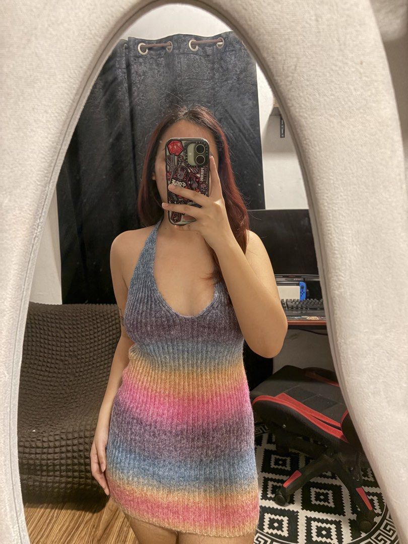 Rainbow Knit Halterneck Mini Dress (Category: Dresses) located in Norzagaray. Submitted by gabandre (Listing ID 1452702378, Image 1). Description: - rainbow knit dress - halterneck with plunging neckline - Textured ribbed fabric - Comfortable stretchy material.