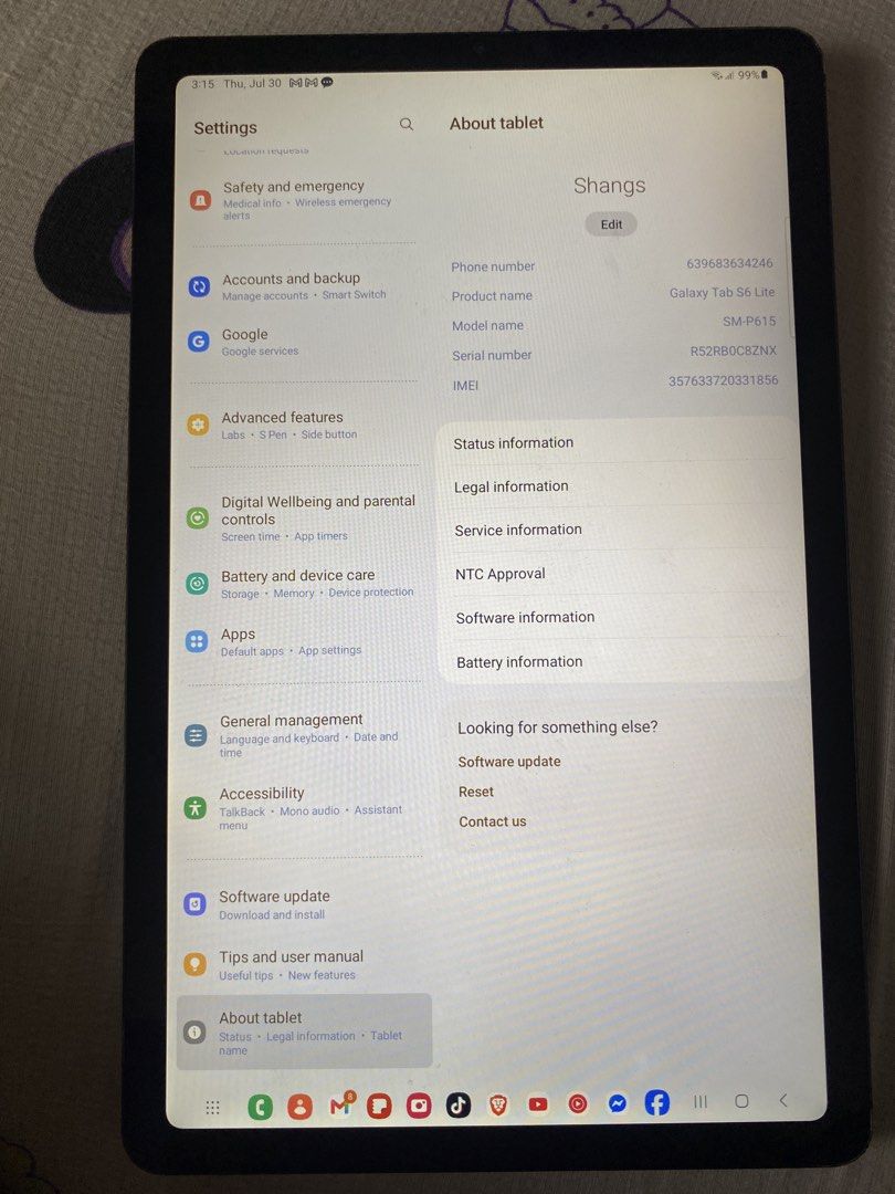 SAMSUNG GALAXY TAB S6 LITE (Category: Samsung) located in Manila. Submitted by fchanell (Listing ID 1452765697, Image 1). Description: Samsung Galaxy Tab S6 Lite -unit only RFS: upgrade .