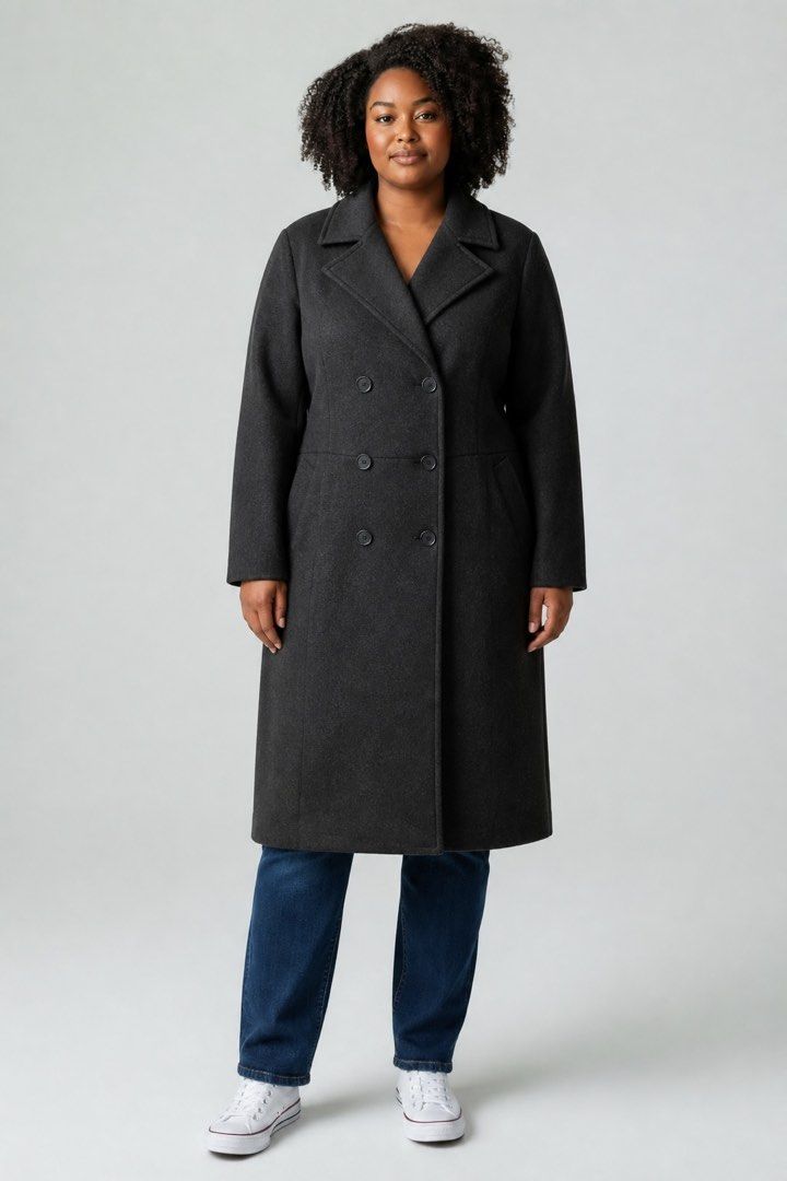 SHEIN Curve Double Breasted Wool Blend Coat 3XL (Category: Coats, Jackets and Outerwear) located in Manila. Submitted by anythingoesph (Listing ID 1452728870, Image 2). Description: - SHEIN Curve Black Double-Breasted Coat - Size: 3XL - Material: Wool Blend - Features: Pockets, Button Closure, Lined Interior - Ideal for: Cooler Weather - Washed but bit used.