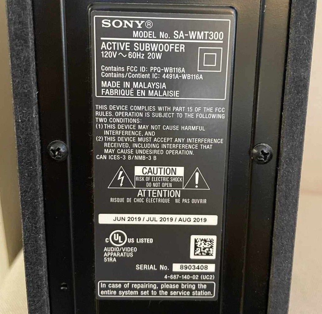 Sony SA-WMT300 Wireless Active Subwoofer (Category: Soundbars, Speakers & Amplifiers) located in Manila. Submitted by vintage0nlineshop (Listing ID 1452878029, Image 3). Description: Sony SA-WMT300 Wireless Active Subwoofer 110V.