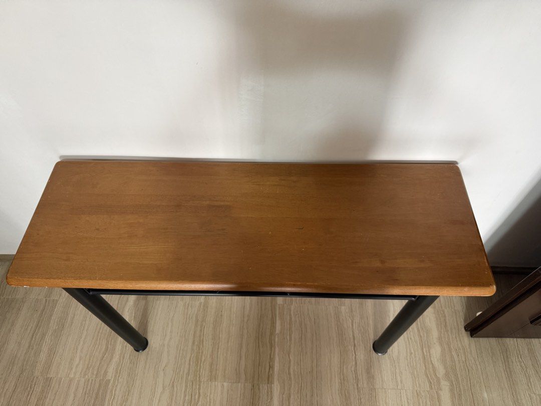 Study Table (Category: Tables & Sets) located in Singapore. Submitted by loveme_coco (Listing ID 1440831724, Image 3). Description: Estimated Length 114cm Width 38cm Height 71cm Well used condition Not for fussy buyers No more other pics Take and go Self collect at 670540 .