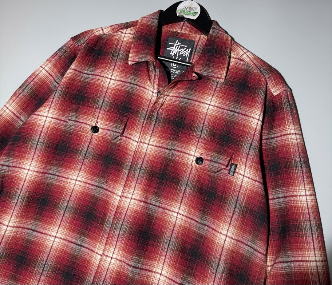 Stussy Flannel (Category: Activewear) located in Cebu City. Submitted by bestpicked (Listing ID 1452747923, Image 2). Description: Authentic Good as new condition Size Medium on tag Dimension 22x29 Best fit medium to large No issue Location - Cebu City We ship nationwide .