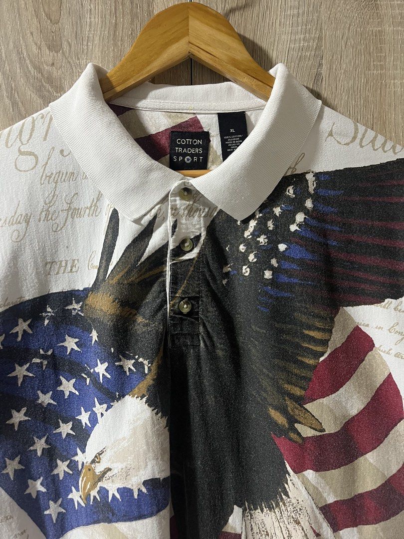 Vintage Cotton Traders USA Multiple Eagle AOP (Category: Tshirts & Polo Shirts ) located in Tagum. Submitted by pointers15 (Listing ID 1452698466, Image 3). Description: XL on tag 23.5x30 Excellent Cr: 9/10 Balhibong pusa in great condition pa solid nito 🫣.