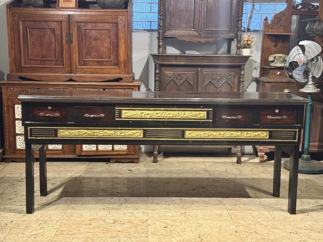 Vintage Long Buffet Console Table (Category: Tables & Sets) located in Manila. Submitted by sinaunang_gamit (Listing ID 1452731677, Image 1). Description: Vintage Long Buffet Console Table Solid imported wood Length: 80 inches Height: 34 inches Width: 20 inches ₱14k.
