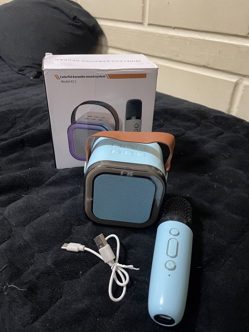 Wireless Karaoke Mic Speaker Bluetooth Mini Portable Pastel Blue (Category: Soundbars, Speakers & Amplifiers) located in San Juan, La Union. Submitted by nicaaas (Listing ID 1452801406, Image 2). Description: - no issues - mic & speaker working - inclusions: Speaker, Microphone, Cord Cable, Manual.