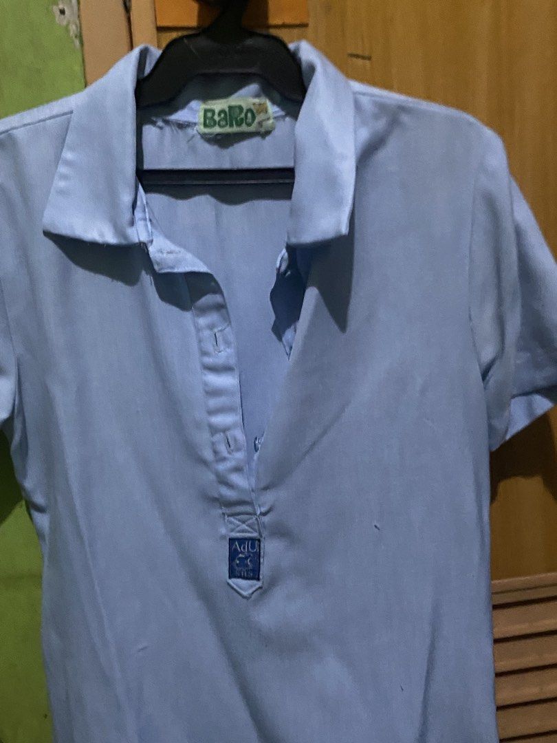 Adamson SHS Uniform SMall (Category: Blouses) located in San Juan City. Submitted by seanlim07 (Listing ID 1452952771, Image 1). Description: -girls adu uniform shs - Light blue short-sleeved polo shirt - 'AdU' logo patch on the chest - Button-up neckline - Classic and simple design - lightly used, price is negotiable - have 4 .