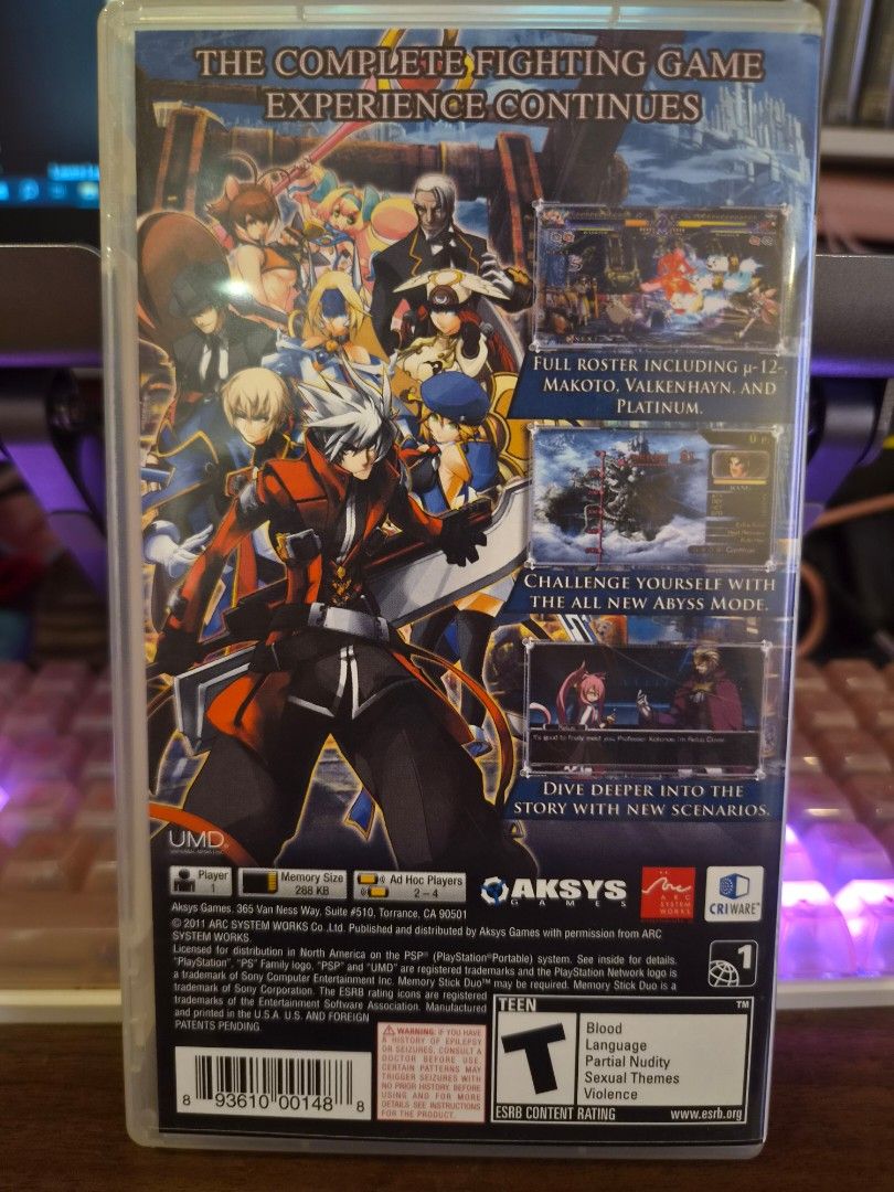 Aksys Games BlazBlue Continuum Shift PSP UMD (Category: PlayStation) located in Manila. Submitted by calcifie (Listing ID 1452901313, Image 2). Description: MOP: GCash, BPI Transfer, Wise (+5% transaction fee c/o buyer) MOD: LBC, Gogo Express, J&T Same Day delivery at buyers expense I do meet ups in BGC or Rockwell on weekends, can do same day delivery after payment. Item is coming from Parañaque..