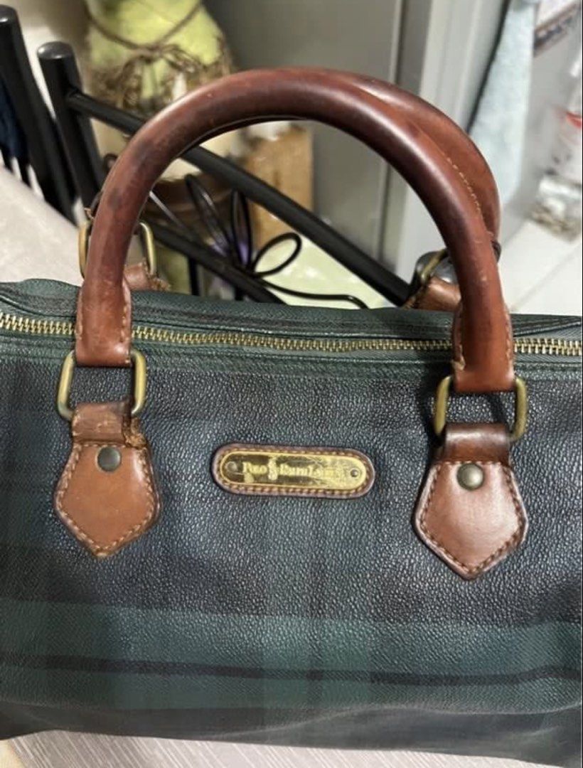 Authentic Polo Ralph Lauren Plaid Boston Bag (Category: Luxury Bags & Wallets) located in Marikina City. Submitted by introvertshopper (Listing ID 1453017817, Image 2). Description: Classic Polo Ralph Lauren Boston Bag - Green and black plaid pattern - Genuine leather handles and trim - Secure zipper closure - Ideal size for everyday essentials - Minor signs of wear on leather, consistent with use - Bought in Japan .