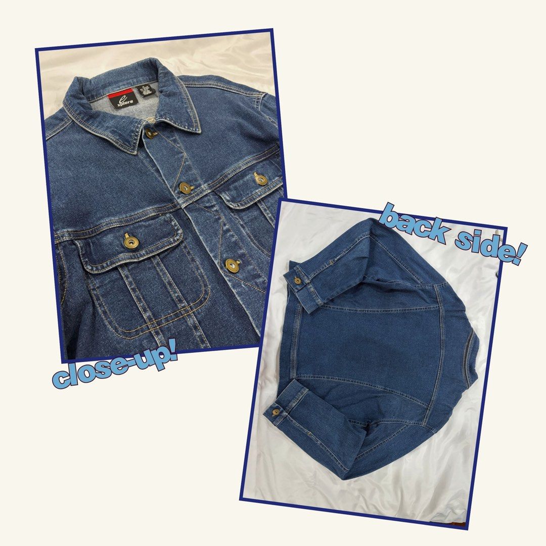 Blue Denim Jacket (Category: Coats, Jackets and Outerwear) located in Manila. Submitted by peachm4ngo (Listing ID 1452988419, Image 2). Description: hi! please read the notes below ⤵️ > tag size: M| scroll pics to see specific measurements > shipping fee must be shouldered by buyer (loc: manila) > no rush shipping but will book/send asap once shipping fee is sent > no cancellation pls!.