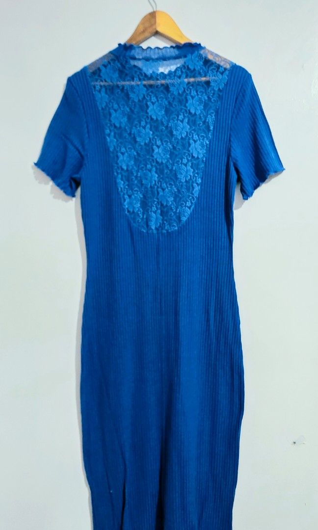 Blue Rib-Knit Back Laced Dress (Category: Dresses) located in Malolos. Submitted by candyproj (Listing ID 1453003790, Image 3). Description: Blue Rib-Knit Back Laced Dress SHEIN I Personal Used Clothes Size: XXL on tag Measurement Bust: 38" Length: 50" Buy 3 clothes, SHIPPING FEE IS FREE RFS: Decluterring/Migrating Price is Negotiable Everything must go.
