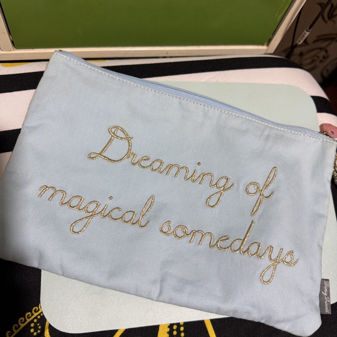 [BUNDLE] TAKE ALL 2 - Disney Cinderella Pouches (Category: Purses & Pouches) located in Dasmarinas. Submitted by bibbidibobbidibootique (Listing ID 1453047803, Image 3). Description: Cloth pouch from Japan with embroidery text - 150 (has signs of use) Zippies lab pouch - 150 (has signs of use).
