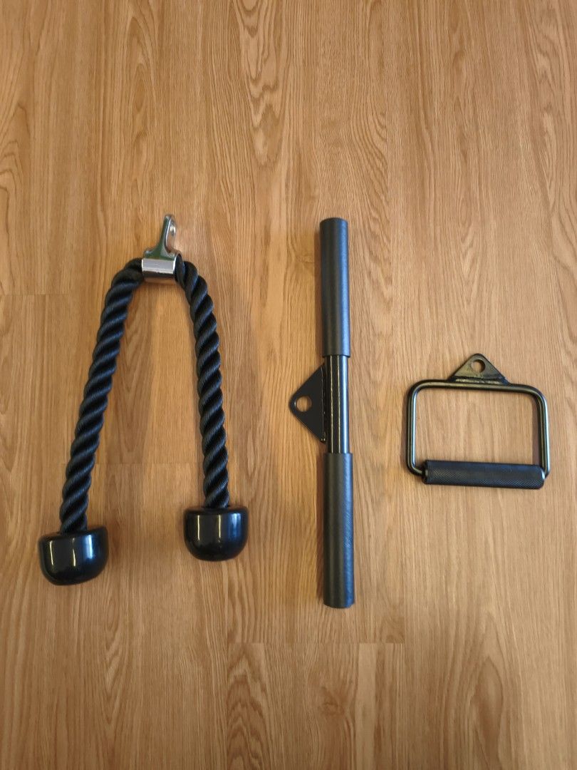 Cable Machine Attachments (Category: Weights & Dumbbells) located in Singapore. Submitted by twosox11 (Listing ID 1452908138, Image 1). Description: - $30 for all three - $10 delivery to your place - non- nego.