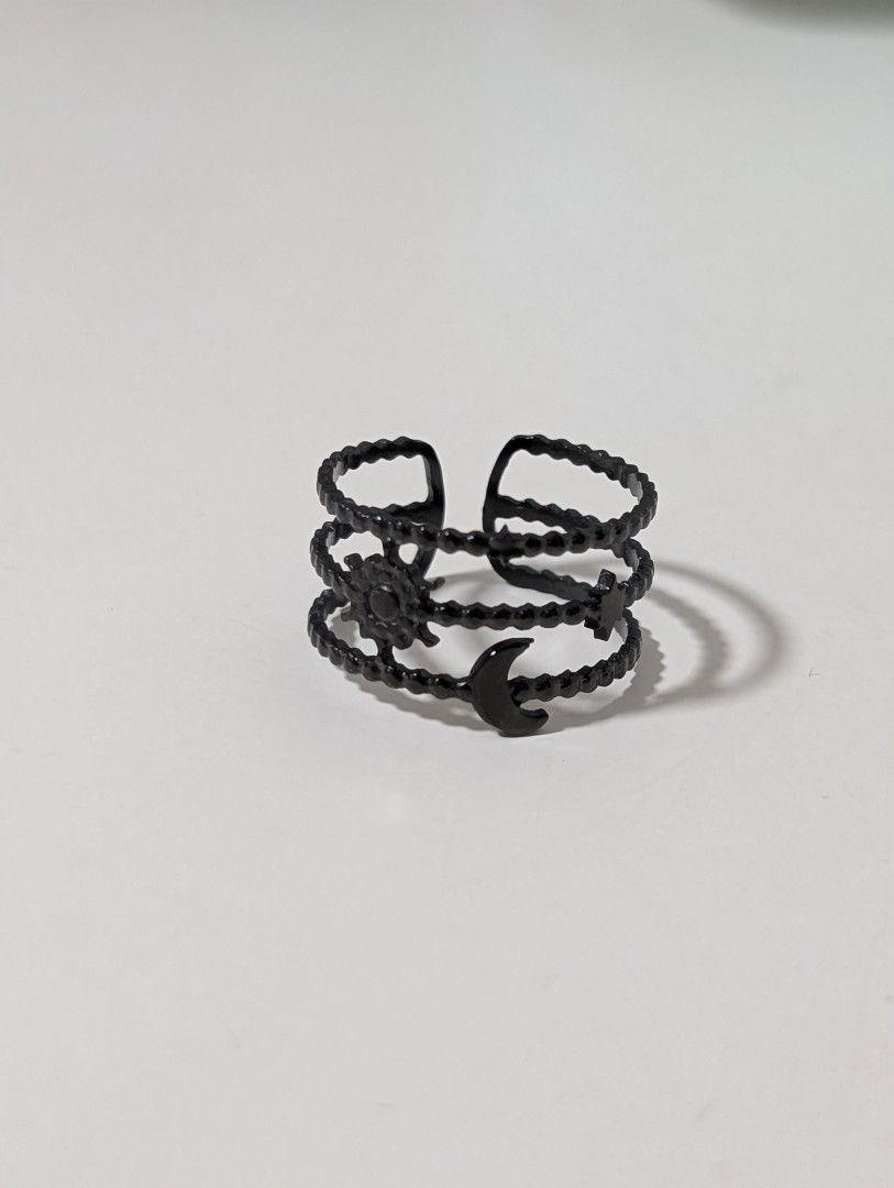 Celestial black statement ring (Category: Rings) located in Singapore. Submitted by hana08 (Listing ID 1452981048, Image 1). Description: @$8.00 + $2.00 (postage) Stainless steel adjustable ITEM SOLD NOT EXCHANGEABLE AND NON REFUNDABLE..