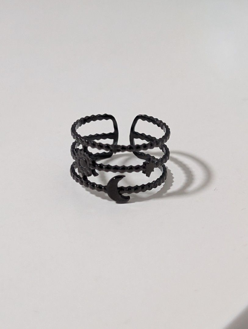 Celestial black statement ring (Category: Rings) located in Singapore. Submitted by hana08 (Listing ID 1452981048, Image 2). Description: @$8.00 + $2.00 (postage) Stainless steel adjustable ITEM SOLD NOT EXCHANGEABLE AND NON REFUNDABLE..