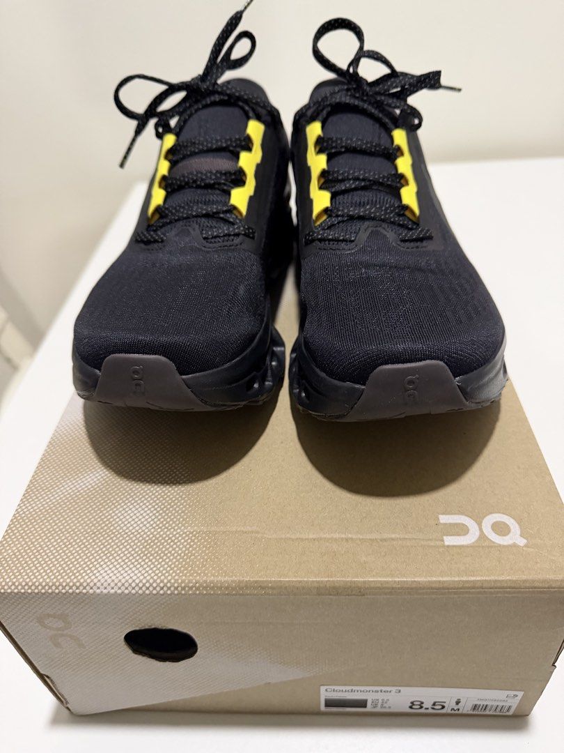 Cloudmonster 3 JP Limited model (Category: Sneakers) located in Kuala Lumpur. Submitted by nagimaru324 (Listing ID 1452995648, Image 2). Description: - Brand: On - Model: Cloudmonster 3 limited color(Japan model) - Color: Black with Yellow accents - Size: EU 41.5 / UK 7.5 / US 8.5 - Condition: Great, pre-owned - Features: Enhanced cushioning, stylish design.