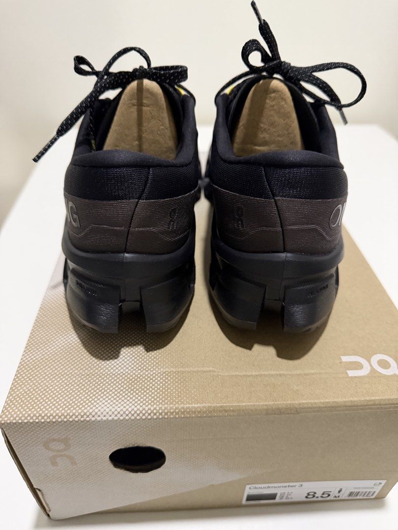 Cloudmonster 3 JP Limited model (Category: Sneakers) located in Kuala Lumpur. Submitted by nagimaru324 (Listing ID 1452995648, Image 3). Description: - Brand: On - Model: Cloudmonster 3 limited color(Japan model) - Color: Black with Yellow accents - Size: EU 41.5 / UK 7.5 / US 8.5 - Condition: Great, pre-owned - Features: Enhanced cushioning, stylish design.