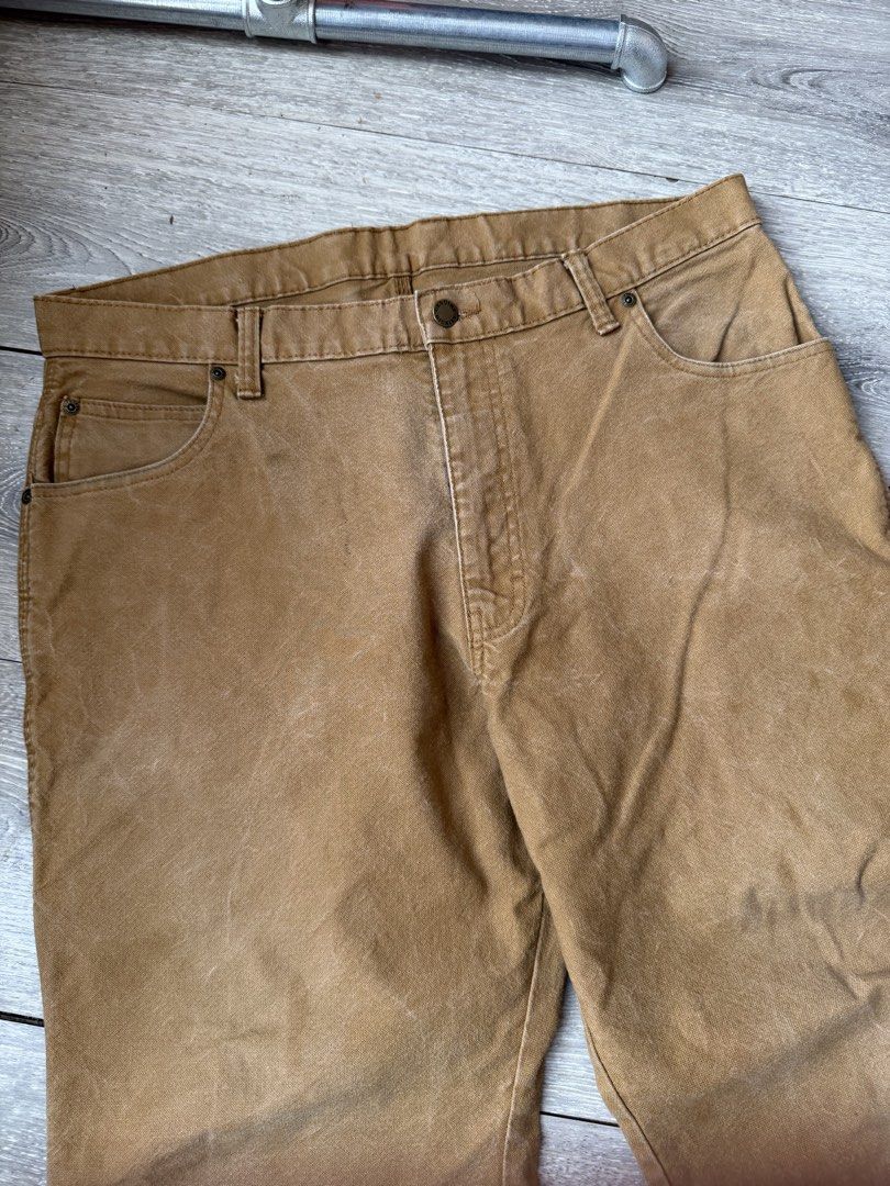 Dickies Carpenter Pants Tan Workwear Trousers (Category: Trousers) located in Legazpi City. Submitted by thefelicitythriftwear (Listing ID 1453016524, Image 3). Description: DICKIES Size 36x30 Length 41 Rise 11.5 Thigh 12 Hem 9 Excellent Condition Color Rate 9.5/10 White lines, minimal stain ₱1,480 Disclaimer: This Item of clothing is not affiliated with any of the brands posted or mentioned in this account. All copyright and trademarks are reser