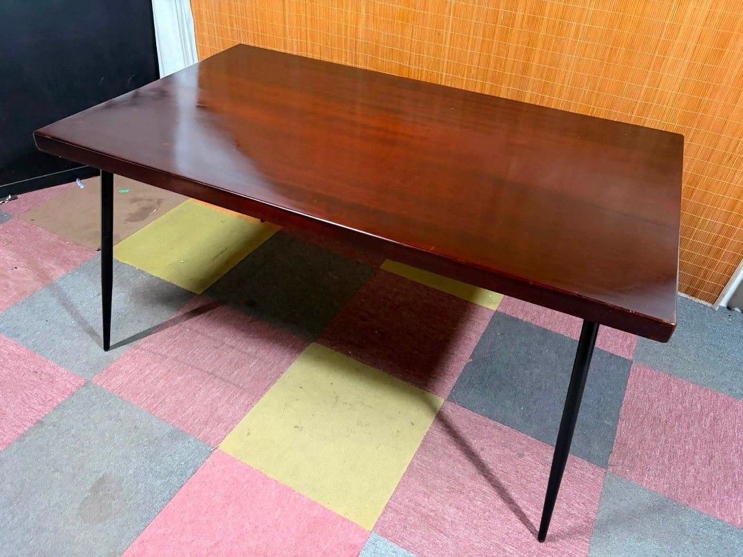 Dining Table (Category: Tables & Sets) located in Meycauayan. Submitted by marygracecasimiro (Listing ID 1452898280, Image 2). Description: 😍SUPER SOLID WOOD!!! THICK & HEAVY!!! Solid Wood "SLAB" Dining Table Metal Legs, HEAVY-DUTY!!! INDOOR OR OUTDOOR PWEDENG PWEDE!!! 2INCH THICK SLAB WOOD TOP!!! Price : 13,900 ✅ *SEE VIDEO COMMENT 60L x 36W x 30H inches In VERY good condition ♥️.
