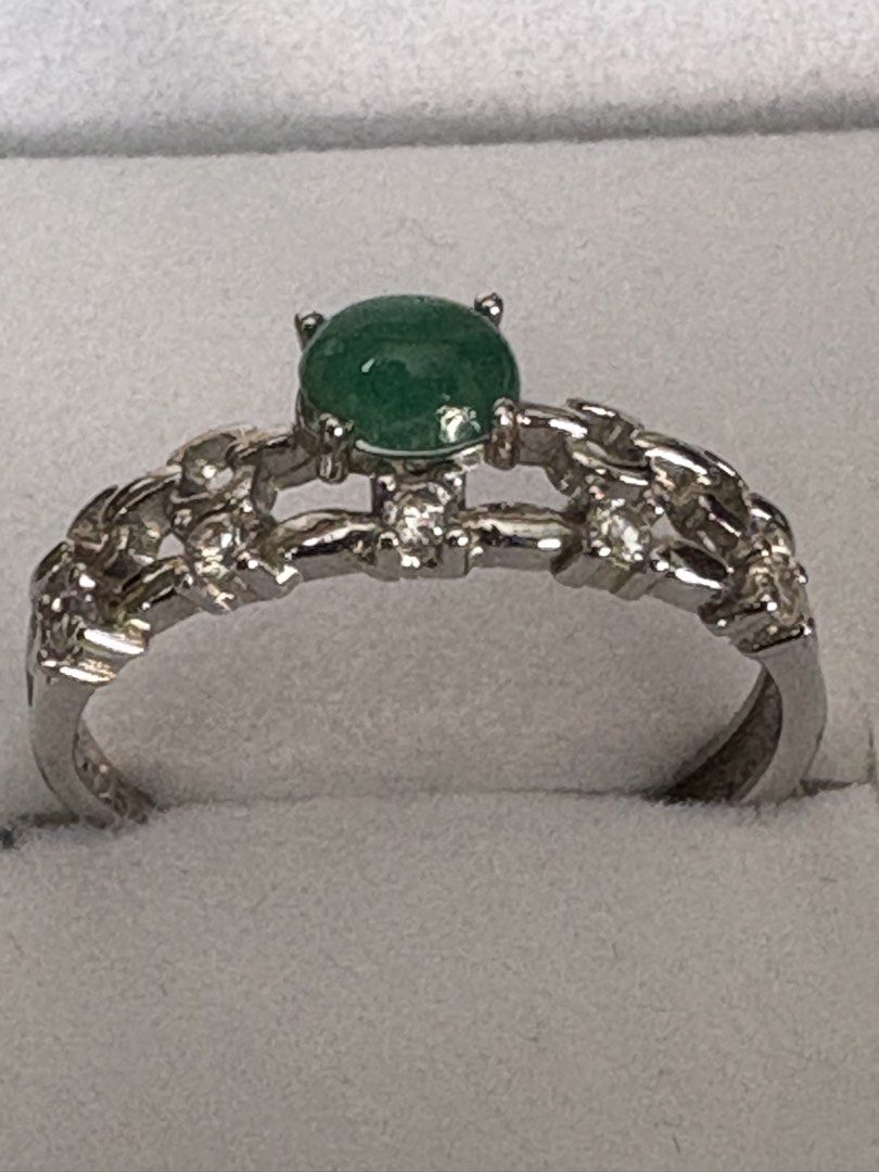 Emerald Ring (Category: Rings) located in Singapore. Submitted by Discoverme (Listing ID 1452954833, Image 2). Description: 💚 Natural Emerald Ring Elegant Natural Emerald ring set in S925 sterling silver with sparkling accent stones. The vibrant green emerald features natural inclusions, a hallmark of genuine emeralds that make each piece unique. Includes a gemstone identification certificate. A timeless ring perfect for everyday elegance or as 
