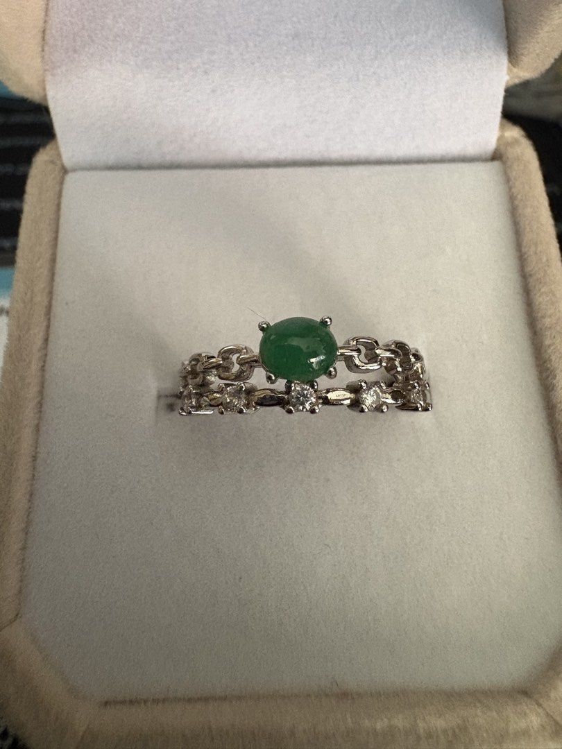 Emerald Ring (Category: Rings) located in Singapore. Submitted by Discoverme (Listing ID 1452954833, Image 1). Description: 💚 Natural Emerald Ring Elegant Natural Emerald ring set in S925 sterling silver with sparkling accent stones. The vibrant green emerald features natural inclusions, a hallmark of genuine emeralds that make each piece unique. Includes a gemstone identification certificate. A timeless ring perfect for everyday elegance or as 