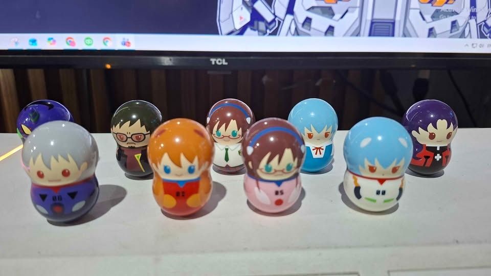 Evangelion Coonuts Tumbling Figures (Category: Figurines & Statues) located in Imus. Submitted by ToyBlazePH (Listing ID 1452988759, Image 1). Description: - Set of Evangelion chibi figures - Includes Rei, Asuka, Shinji, and Eva Unit-01 - Cute and collectible items - Ideal for display.