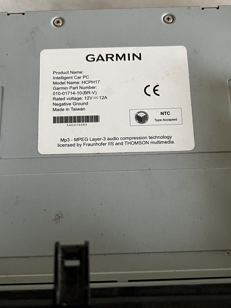 Garmin Intelligent Car PC HCPH17 Car Stereo (Category: Audio, Video, Alarm and other Electronic Accessories) located in Paranaque City. Submitted by tonetteangela175 (Listing ID 1453042856, Image 2). Description: - Garmin Intelligent Car PC - Model: HCPH17 - Rated Voltage: 12V, 12A - Ground: Negative Ground - Origin: Made in Taiwan - Audio Support: MP3 and MPEG Layer-3 compression - Features: Front USB port, Side power and volume buttons.