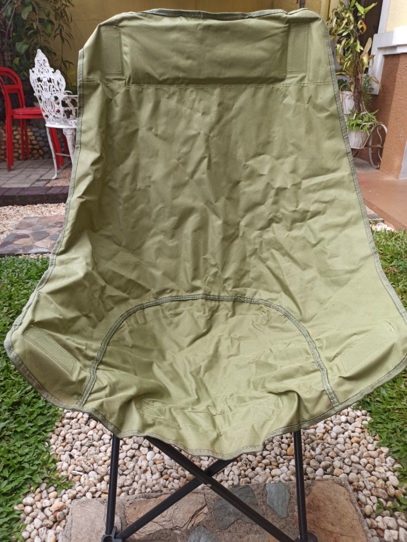 Green Folding Camping Chair - high back, light weight (Category: Hiking & Camping) located in Caloocan City. Submitted by rtarellano (Listing ID 1452964876, Image 1). Description: - Lightweight and portable folding chair, good as new - Ideal for camping and outdoor events - Simple setup and takedown - Durable fabric with a sturdy metal frame - Folds compactly for easy storage and transport - Comfortable seating wherever you go.