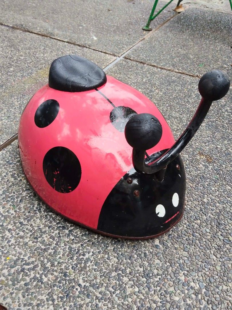 Ladybug Ride-on Toy for Kids (Category: Kids Toys) located in Caloocan City. Submitted by kaymatias (Listing ID 1453032930, Image 1). Description: - Fun ladybug ride-on toy - Bright red with black spots - Features wheels for easy movement - Black seat - Suitable for toddlers and young children - Shows some wear and tear, but fully functional - Ideal for indoor and outdoor play sell as is.