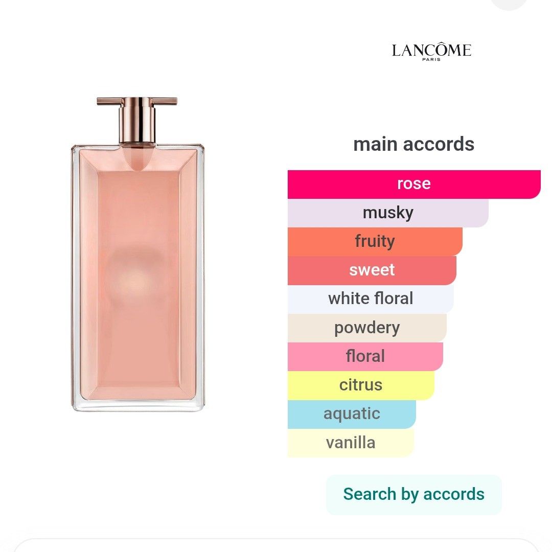 Lancome Idole Eau de Parfum (Category: Fragrance & Deodorants) located in Makati City. Submitted by magsff (Listing ID 1453047440, Image 3). Description: - Lancome Idole Eau de Parfum 25ml (no more box) - Never used (because I had the 100ml) - Elegant square glass bottle with a rose gold cap - Delicate light pink fragrance - Versatile for everyday wear and special occasions - A timeless classic from Lancome NOTES ROSE Ethically sourced & tailor-m