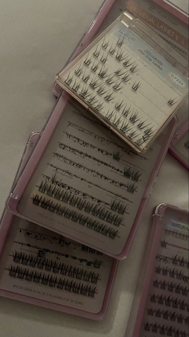 Lash Cluster Bundle (Category: Makeup) located in Quezon City. Submitted by andiantonelli (Listing ID 1453047027, Image 3). Description: Unused sections of my lash clusters. Mostly wispy. Different brands. MLEN, Anjosirma, BabeLash. Pics for reference of available clusters. Glue is messy but lashes are in tact and maayos..