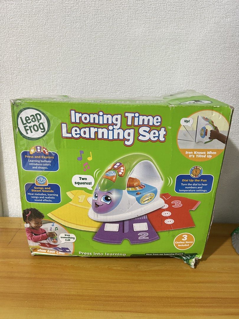 Leap Frog Ironing Time Learning Set Toy (Category: Educational & Learning Toys) located in Pateros City. Submitted by cleanmycloset (Listing ID 1453043928, Image 2). Description: Flaws: sira lang po box but all working and brandnew Preloved, unless stated brandnew. All items are declared AS IS. Pls manage your expectations. Can do tiiktokk checkout, courier apps, or self pick up. Payment first thru cashg or bank transfer. Coin is used for size co